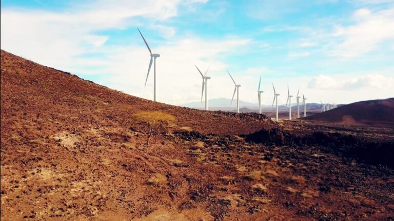 paysage d'éolienne dans un environnement désertique