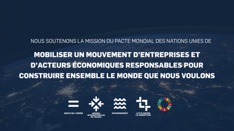 Affiche de soutien d'AGL au Pacte Mondial des Nations Unies